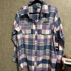 Lincoln Women's Plaid Button-Up Shirt - Blue and Purple